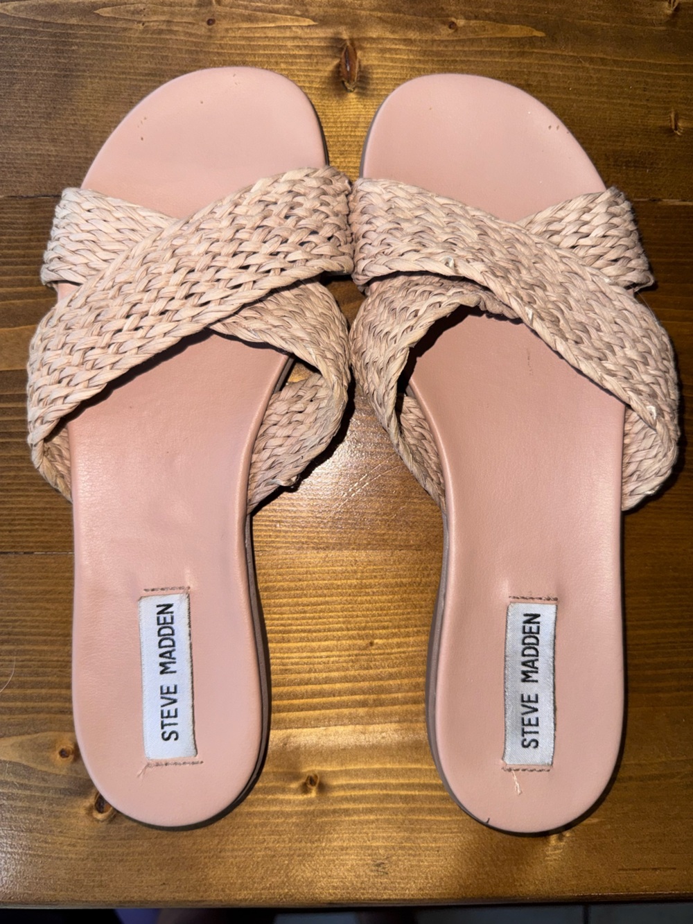 Steve Madden Woven Cross Strap Slide Sandals | Women’s 7.5 | Neutral